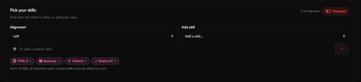 About Me Skills
