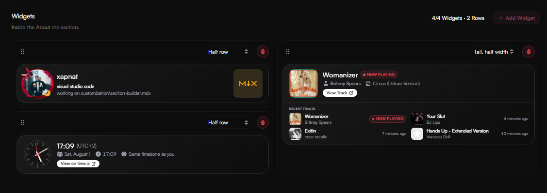 About Me Widgets