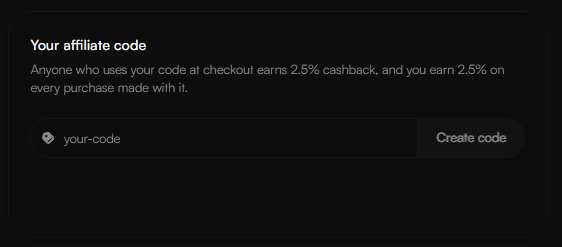 Create affiliate code