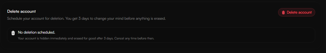 Delete Account