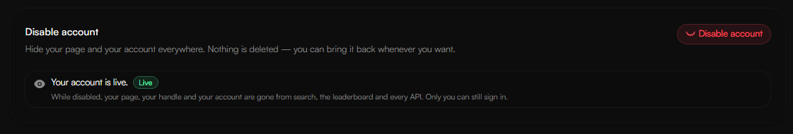 Disable Account
