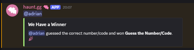 Guess The Number End Message