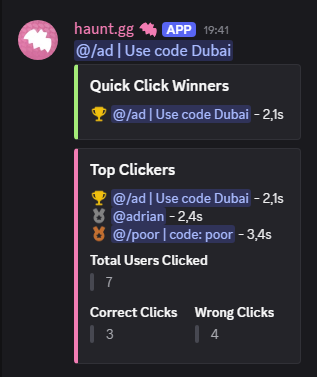 Quick Click End Message