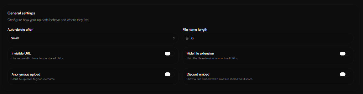 Image Host General Settings
