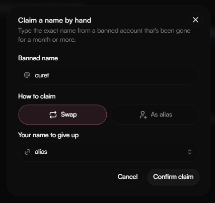 Claim Username